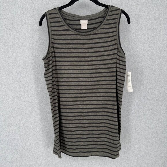 Chicos Zenergy Soft Essentials Tank Size 8/10 Olive Green Black Soft Stretch NEW - Picture 1 of 11